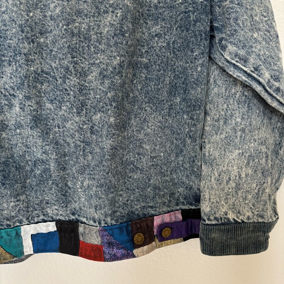 Acid Wash Denim Jacket w/ Hand Painted Color Blocks - Picture 3 of 6